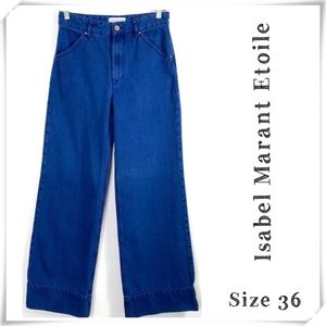 Isabel Marant Etoile High Rise Wide Legs Jeans in Indigo Blue Size 36